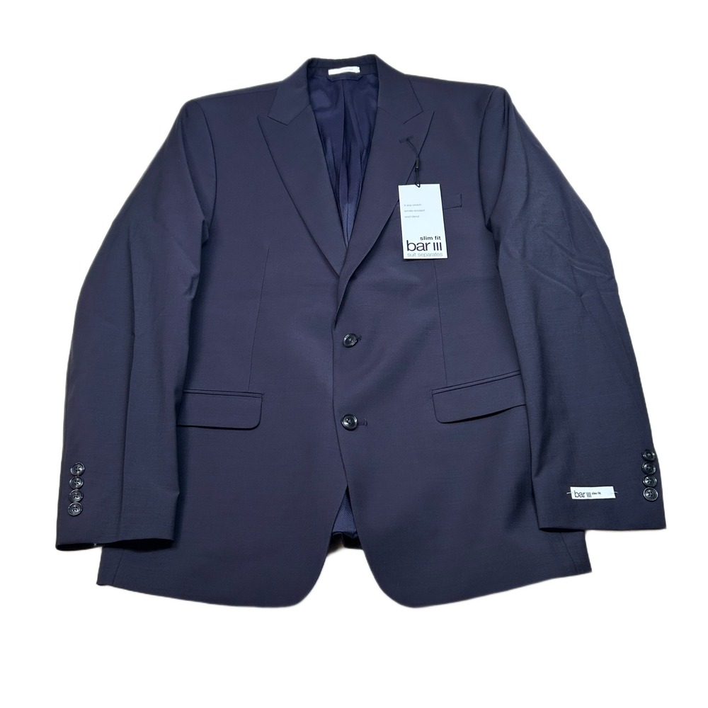 Bar III‎ Slim Fit Suit Jacket Mens 42R 42 Burgundy Red Wool Blend $425 NEW